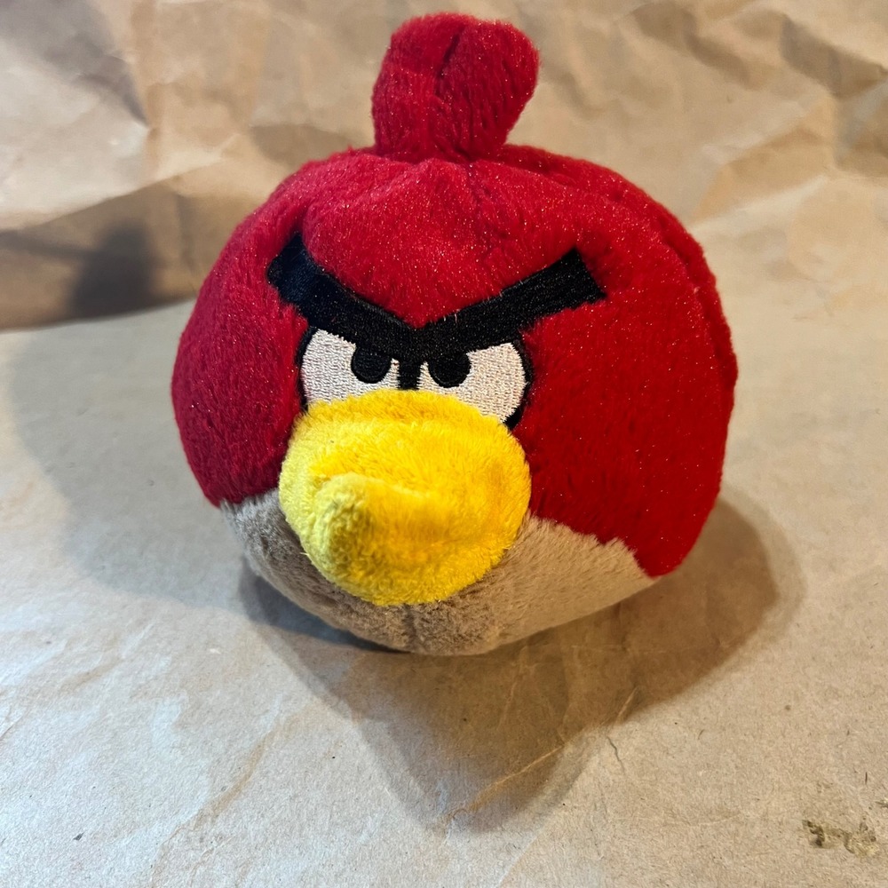 Angry Birds Small 5in Plush Red Bird Round‎ Stuffed Toy Red Tan Yellow